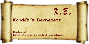 Kondás Bernadett névjegykártya